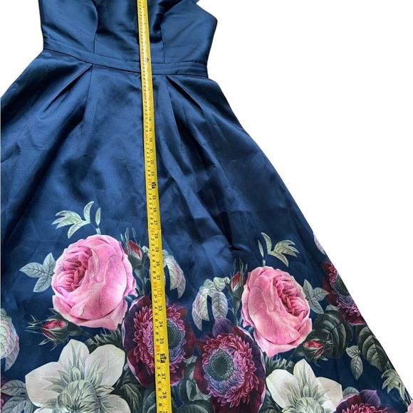 Chi Chi London Navy Floral High Low Dress - Small - Picture 10 of 15